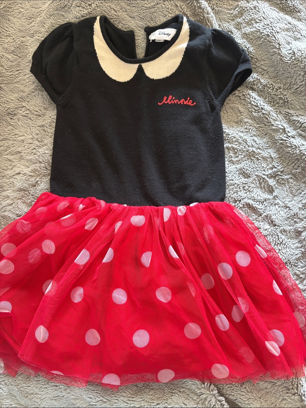 Disney Black Top with Red Polka Dot Tulle Skirt